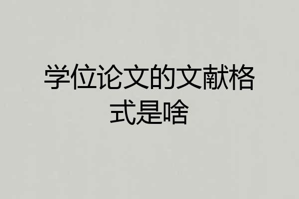 学位论文的文献格式是啥