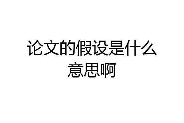 论文的假设是什么意思啊