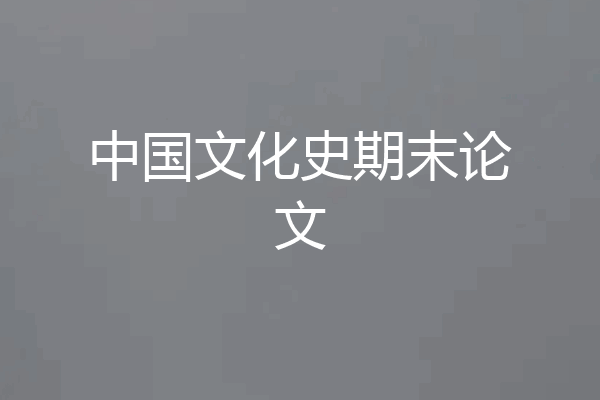 中国文化史期末论文