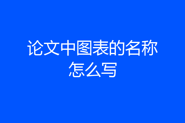 论文中图表的名称怎么写