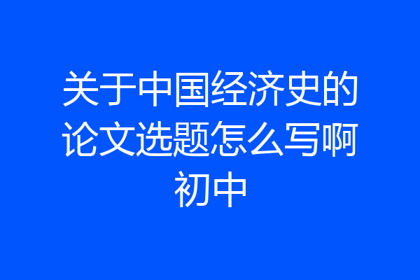关于中国经济史的论文选题怎么写啊初中