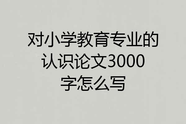 对小学教育专业的认识论文3000字怎么写