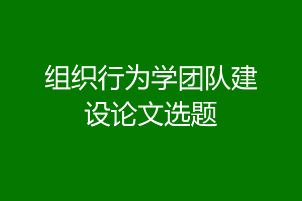 组织行为学团队建设论文选题
