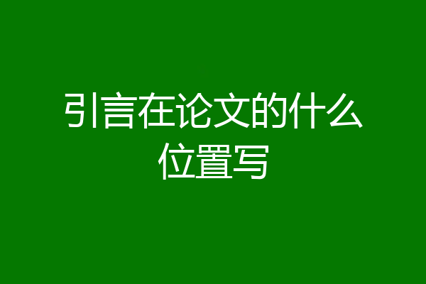 引言在论文的什么位置写