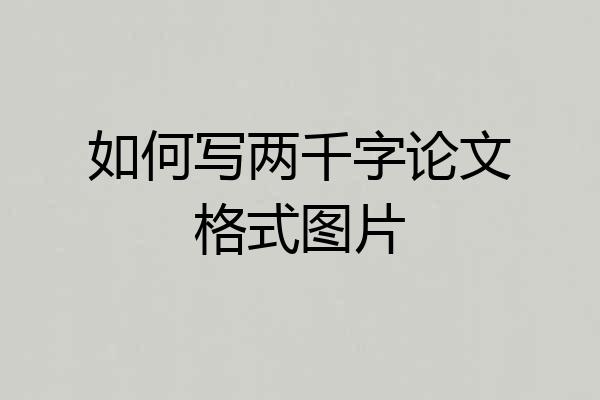 如何写两千字论文格式图片