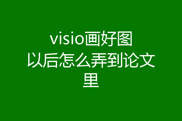 visio画好图以后怎么弄到论文里