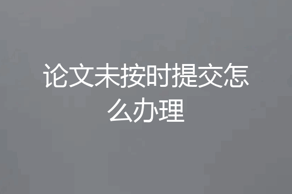 论文未按时提交怎么办理