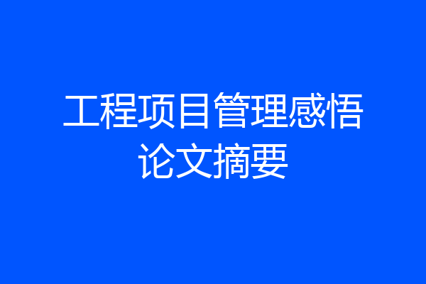 工程项目管理感悟论文摘要