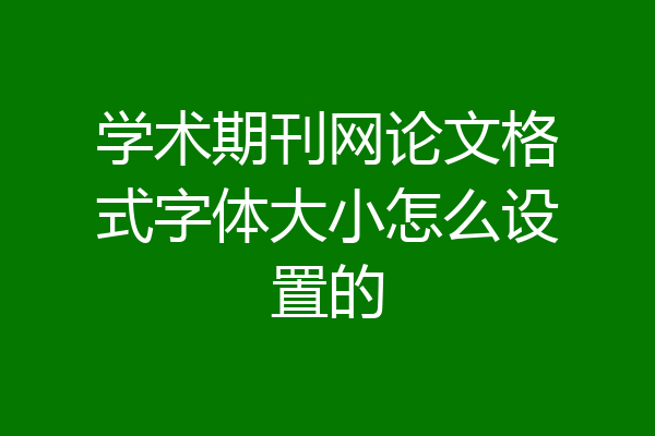 学术期刊网论文格式字体大小怎么设置的