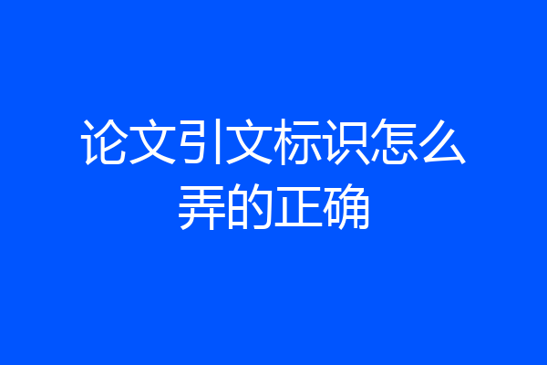 论文引文标识怎么弄的正确