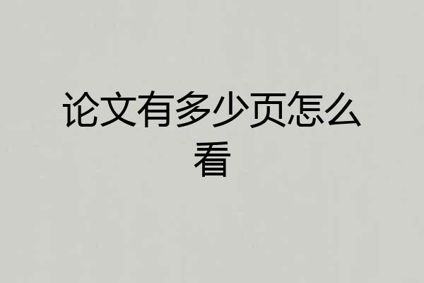论文有多少页怎么看