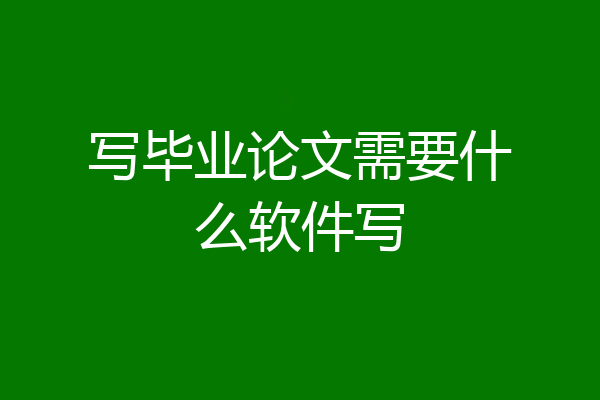 写毕业论文需要什么软件写
