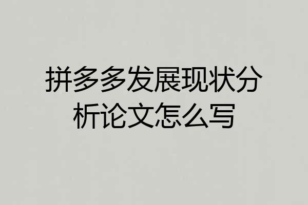 拼多多发展现状分析论文怎么写