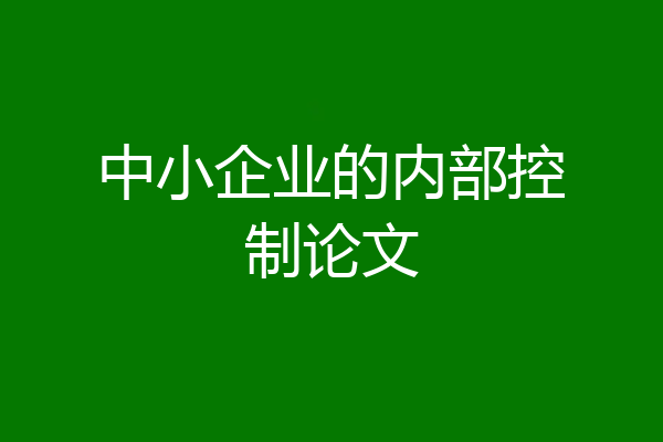 中小企业的内部控制论文