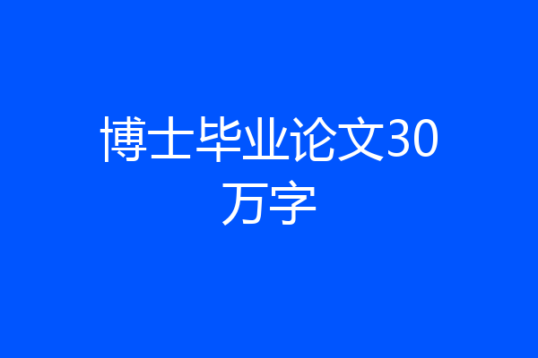 博士毕业论文30万字