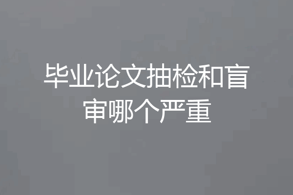 毕业论文抽检和盲审哪个严重