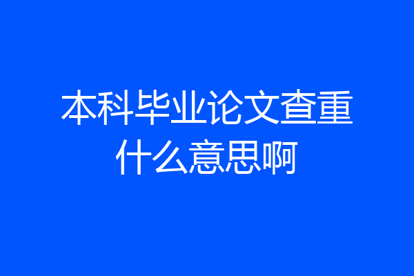 本科毕业论文查重什么意思啊