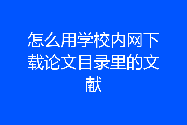 怎么用学校内网下载论文目录里的文献