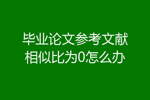 毕业论文参考文献相似比为0怎么办