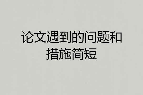 论文遇到的问题和措施简短