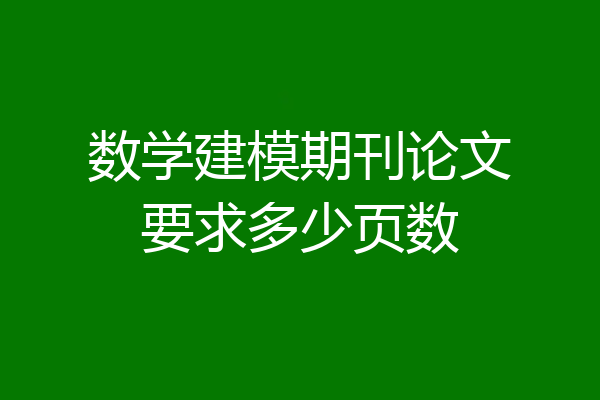 数学建模期刊论文要求多少页数