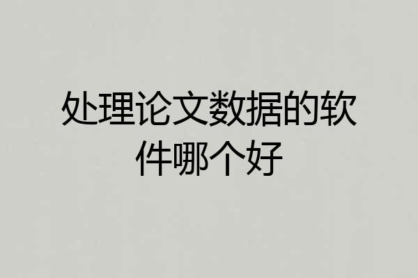 处理论文数据的软件哪个好