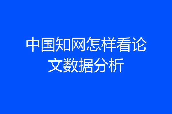 中国知网怎样看论文数据分析