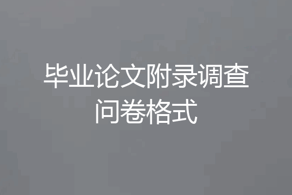 毕业论文附录调查问卷格式