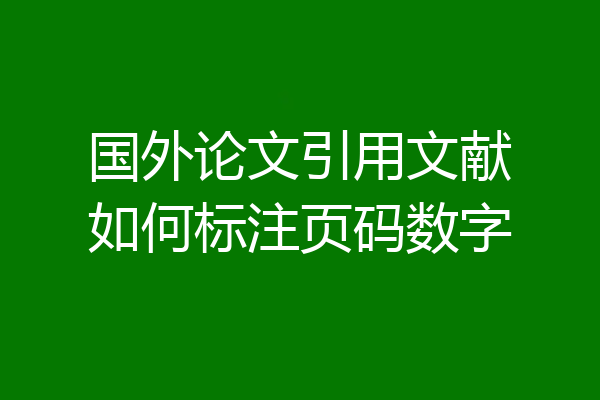 国外论文引用文献如何标注页码数字