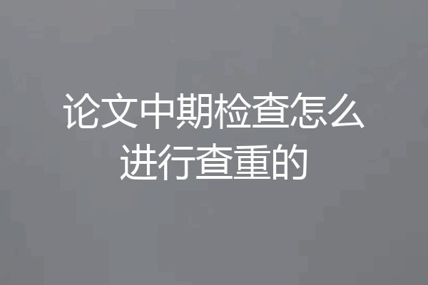 论文中期检查怎么进行查重的