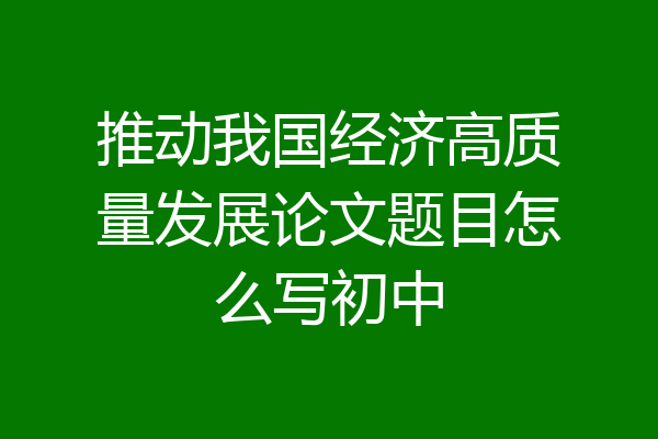 推动我国经济高质量发展论文题目怎么写初中