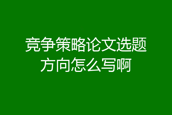竞争策略论文选题方向怎么写啊