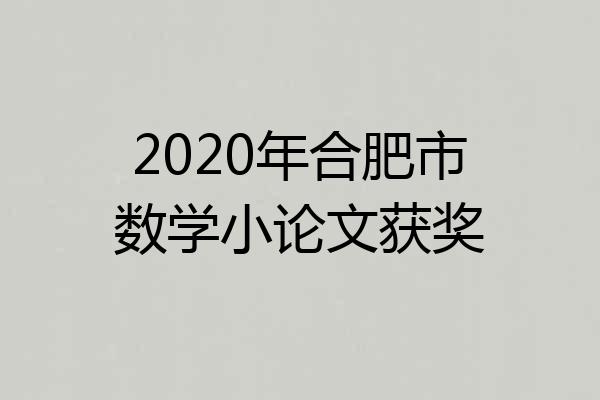 2020年合肥市数学小论文获奖