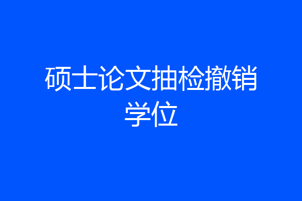 硕士论文抽检撤销学位