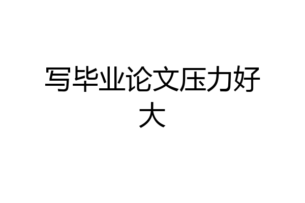 写毕业论文压力好大