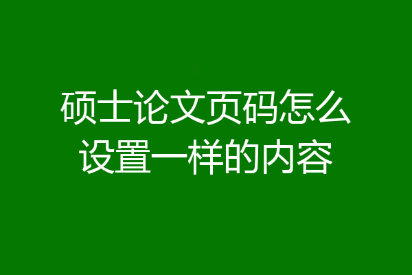 硕士论文页码怎么设置一样的内容