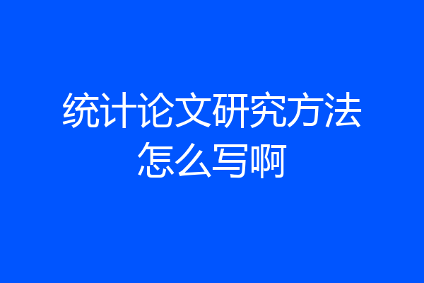 统计论文研究方法怎么写啊