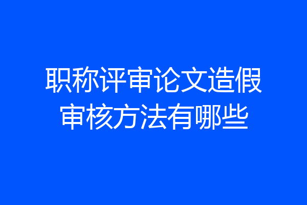 职称评审论文造假审核方法有哪些