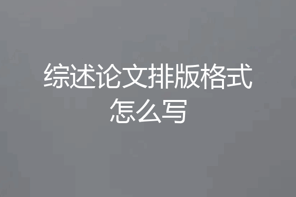 综述论文排版格式怎么写