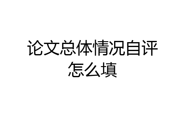 论文总体情况自评怎么填