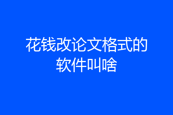 花钱改论文格式的软件叫啥