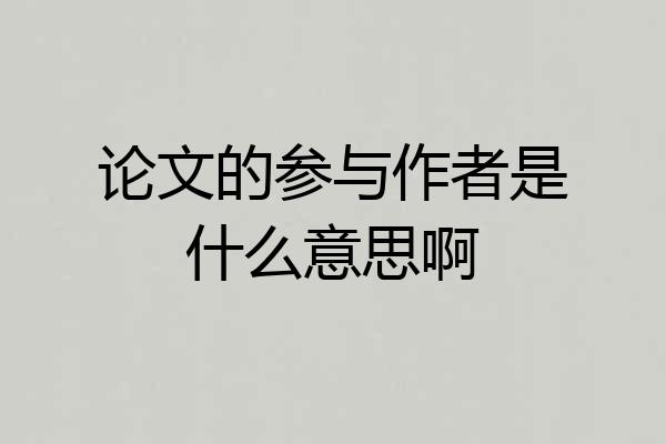论文的参与作者是什么意思啊