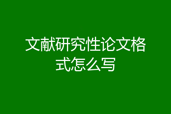 文献研究性论文格式怎么写