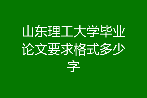 山东理工大学毕业论文要求格式多少字