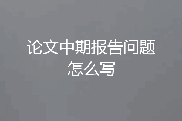 论文中期报告问题怎么写