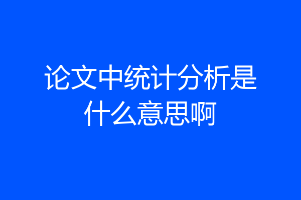 论文中统计分析是什么意思啊