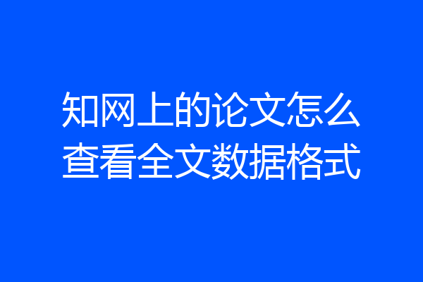知网上的论文怎么查看全文数据格式