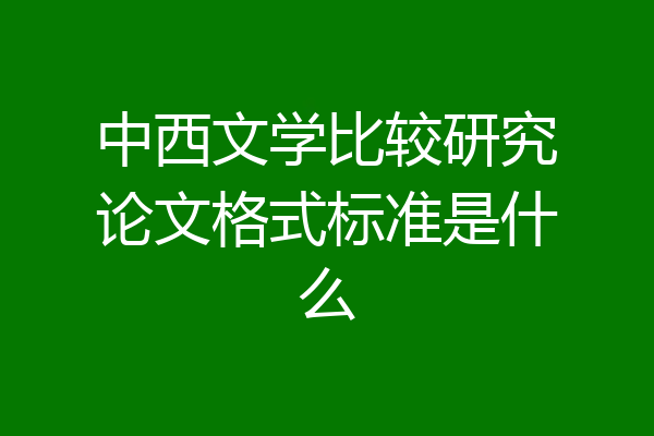 中西文学比较研究论文格式标准是什么