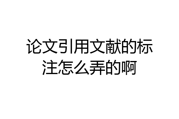 论文引用文献的标注怎么弄的啊