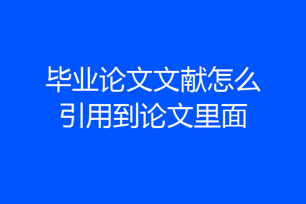 毕业论文文献怎么引用到论文里面